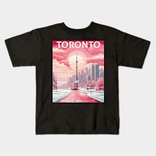 Canada Toronto Valentine's Day Vintage Snowy City Kids T-Shirt